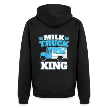 Kuh Milch König Milchwagen - Unisex Premium Bio Zip Hoodie - Schwarz - Hinten - Nico (187cm)
