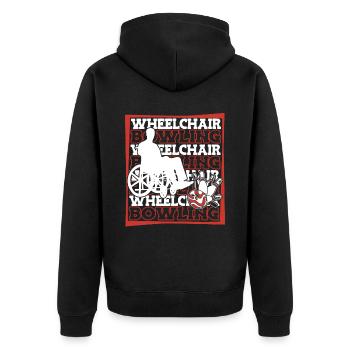 Bowling Bowlen Bowler Cool Wheelchair Bowling - Unisex Premium Bio Zip Hoodie - Schwarz - Hinten - Nico (187cm)