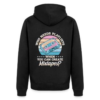 Vintage Music Lover Retro Cassette Tape 80s - Unisex Premium Organic Zip Hoodie - black - Back - Nico (187cm)