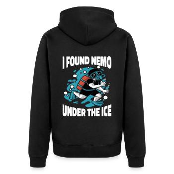 I found Nemo Under The Ice, Ice Diver - Unisex Premium Organic Zip Hoodie - black - Back - Nico (187cm)