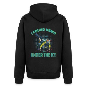 I found Nemo Under The Ice, Ice Diver - Unisex Premium Organic Zip Hoodie - black - Back - Nico (187cm)