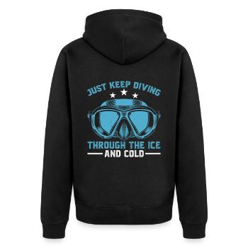 Tauchen Sie Einfach Weiter Durch Das Eis Und Die - Unisex Premium Bio Zip Hoodie - Schwarz - Hinten - Nico (187cm)