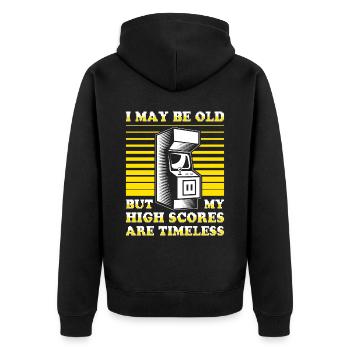 Video Players Retro Gamer Gaming Classic 80s - Unisex Premium Organic Zip Hoodie - black - Back - Nico (187cm)