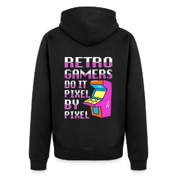 Video Players Retro Gamer Gaming Classic 80s - Unisex Premium Organic Zip Hoodie - black - Back - Nico (187cm)