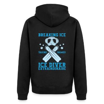 Eis Brechen Namen Nehmen, Eistaucher - Unisex Premium Bio Zip Hoodie - Schwarz - Hinten - Nico (187cm)