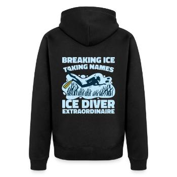 Eis Brechen Namen Nehmen, Eistaucher - Unisex Premium Bio Zip Hoodie - Schwarz - Hinten - Nico (187cm)