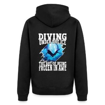 Tauchen Unter Dem Eis, Eistaucher - Unisex Premium Bio Zip Hoodie - Schwarz - Hinten - Nico (187cm)