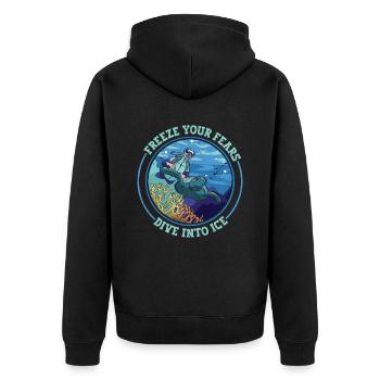 Freeze your fears, dive into the ice - Unisex Premium Organic Zip Hoodie - black - Back - Nico (187cm)