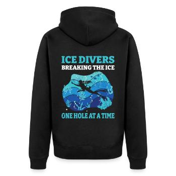 Eistaucher, Die Das Eis Loch Für Loch Brechen, - Unisex Premium Bio Zip Hoodie - Schwarz - Hinten - Nico (187cm)