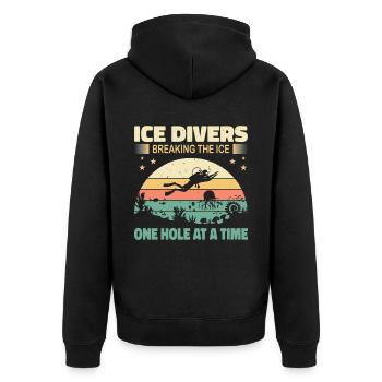 Eistaucher, Die Das Eis Loch Für Loch Brechen, - Unisex Premium Bio Zip Hoodie - Schwarz - Hinten - Nico (187cm)