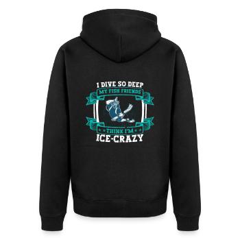 Ich Tauche So Tief, Dass Meine Fischfreunde - Unisex Premium Bio Zip Hoodie - Schwarz - Hinten - Nico (187cm)