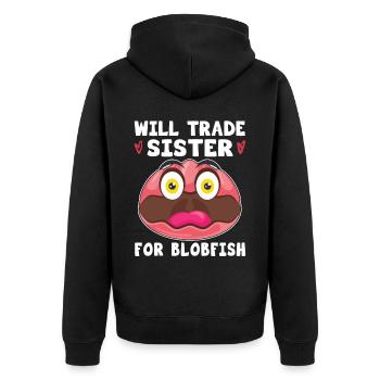 Costume de Blobfish - Visage de poisson Blob laid - - Veste à capuche bio Premium Unisexe - noir - Dos - Nico (187cm)