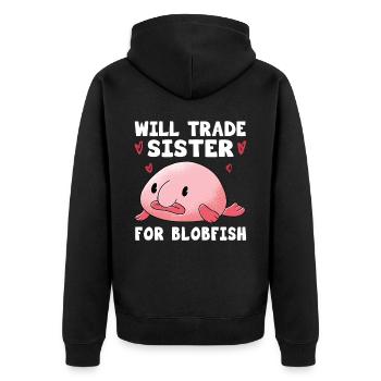 Costume de Blobfish - Visage de poisson Blob laid - - Veste à capuche bio Premium Unisexe - noir - Dos - Nico (187cm)