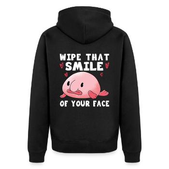 Costume de Blobfish - Visage de poisson Blob laid - - Veste à capuche bio Premium Unisexe - noir - Dos - Nico (187cm)