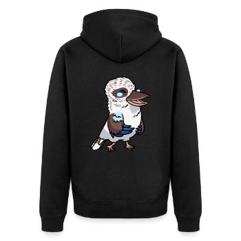 Lachender Hans Vogel Jägerliest Lachend Kawaii - Unisex Premium Bio Zip Hoodie - Schwarz - Hinten - Nico (187cm)