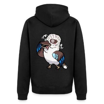 Lachender Hans Vogel Jägerliest Kawaii Emoticon - Unisex Premium Bio Zip Hoodie - Schwarz - Hinten - Nico (187cm)