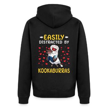 Laughing Hans Vogel Jägerliest - Unisex Premium Organic Zip Hoodie - black - Back - Nico (187cm)
