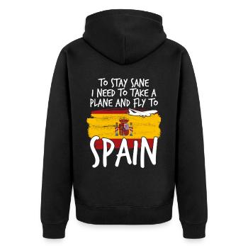 Holidays in Spain - Unisex Premium Organic Zip Hoodie - black - Back - Nico (187cm)