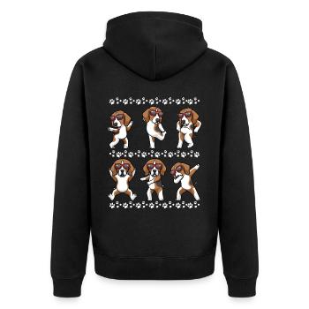 American Foxhound Hund Mit Sonnenbrille Tanzen - Unisex Premium Bio Zip Hoodie - Schwarz - Hinten - Nico (187cm)
