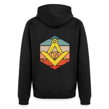 Masonic Freemasonry Fraternal - Unisex Premium Bio Zip Hoodie - Schwarz - Hinten - Nico (187cm)