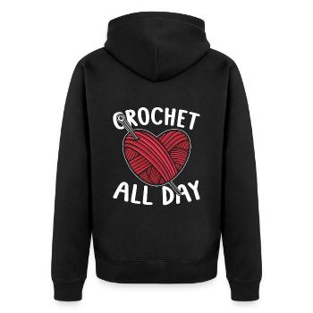 Crocheting Crochet All Day Knitting Crochet Lover - Unisex Premium Organic Zip Hoodie - black - Back - Nico (187cm)