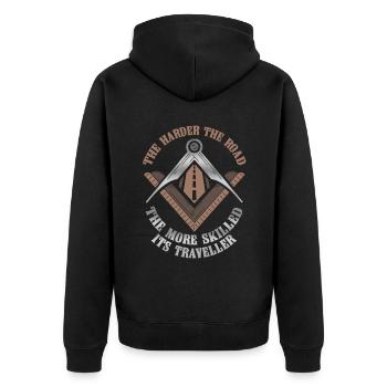 Masonic Freemasonry Fraternal - Unisex Premium Bio Zip Hoodie - Schwarz - Hinten - Nico (187cm)