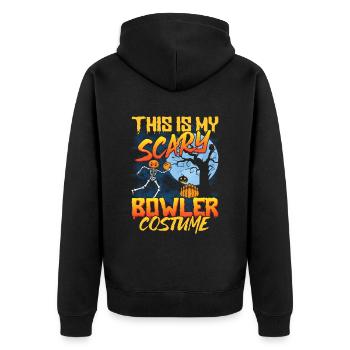 Halloween Kostüm Lustiger Halloween Spruch - Unisex Premium Bio Zip Hoodie - Schwarz - Hinten - Nico (187cm)