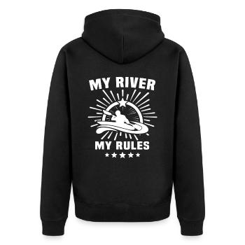 Kayaking Kayaker Kayak - Unisex Premium Organic Zip Hoodie - black - Back - Nico (187cm)