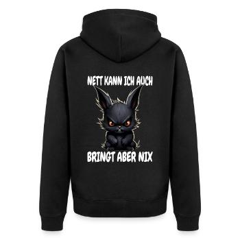 Nett Kann Ich Auch Schwarzes Kaninchen Hase Spruch - Unisex Premium Bio Zip Hoodie - Schwarz - Hinten - Nico (187cm)