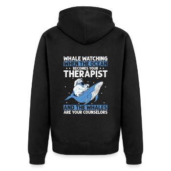 Ozean Meer Wal Zitat für Wal Meeressäugetiere - Unisex Premium Bio Zip Hoodie - Schwarz - Hinten - Nico (187cm)