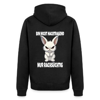 Nicht Nachtragend - Rachsüchtig Hase Kaninchen - Unisex Premium Bio Zip Hoodie - Schwarz - Hinten - Nico (187cm)