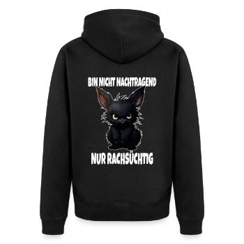 Nicht Nachtragend Nur Rachsüchtig Schwarzer Hase - Unisex Premium Bio Zip Hoodie - Schwarz - Hinten - Nico (187cm)