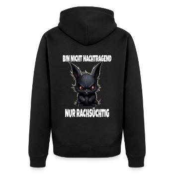 Nicht Nachtragend - Rachsüchtig Sarkasmus Hase - Unisex Premium Bio Zip Hoodie - Schwarz - Hinten - Nico (187cm)