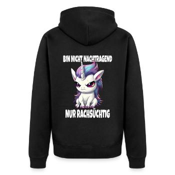 Nicht Nachtragend Nur Rachsüchtig Süßes Einhorn - Unisex Premium Bio Zip Hoodie - Schwarz - Hinten - Nico (187cm)