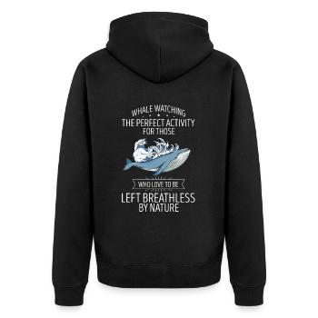 Ozean Meer Wal Zitat für Wal Meeressäugetiere - Unisex Premium Bio Zip Hoodie - Schwarz - Hinten - Nico (187cm)