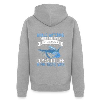 Beluga Whale Design für Meeressäuger und Orca - Unisex Premium Bio Zip Hoodie - Grau meliert - Hinten - Nico (187cm)