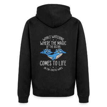 Meeressäuger für Orca-Beobachtung und Buckelwal - Unisex Premium Bio Zip Hoodie - Schwarz - Hinten - Nico (187cm)