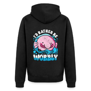 Blobfisch Je préfère être bancal - Veste à capuche bio Premium Unisexe - noir - Dos - Nico (187cm)