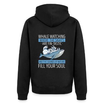 Ozean Meer Wal Zitat für Wal Meeressäugetiere - Unisex Premium Bio Zip Hoodie - Schwarz - Hinten - Nico (187cm)