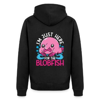 Blobfisch Je suis juste là pour le Blobfish - Veste à capuche bio Premium Unisexe - noir - Dos - Nico (187cm)