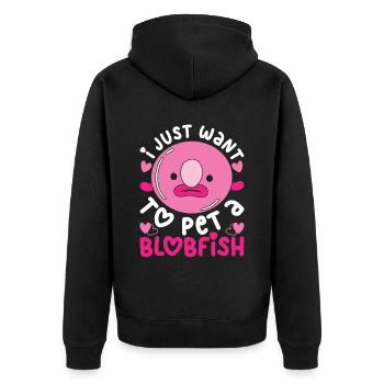 Blobfisch I Just Want To Pet A Blobfish - Unisex Premium Organic Zip Hoodie - black - Back - Nico (187cm)