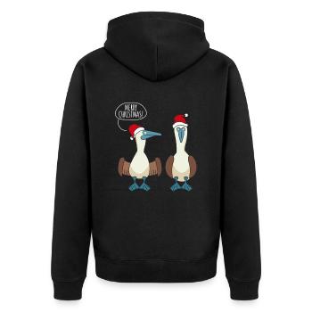 Merry Christmas Blaufußtölpel - Unisex Premium Bio Zip Hoodie - Schwarz - Hinten - Nico (187cm)