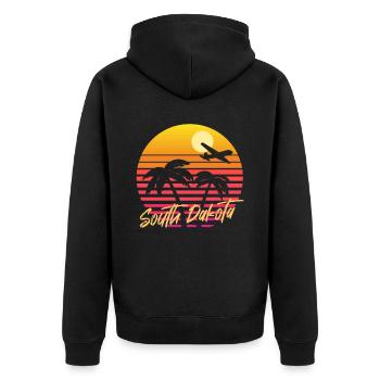 South Dakota - Unisex Premium Bio Zip Hoodie - Schwarz - Hinten - Nico (187cm)