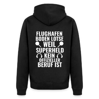 Flughafen Bodenlotse Marshaller Beruf Luftfahrt - Unisex Premium Bio Zip Hoodie - Schwarz - Hinten - Nico (187cm)