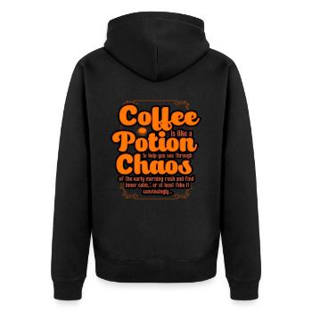 Coffee Is Like A Potion To Help You See Through - Unisex Premium Organic Zip Hoodie - black - Back - Nico (187cm)