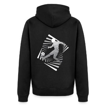 Fußball Plaer Kick Ball Mit Wirbeln - Unisex Premium Bio Zip Hoodie - Schwarz - Hinten - Nico (187cm)