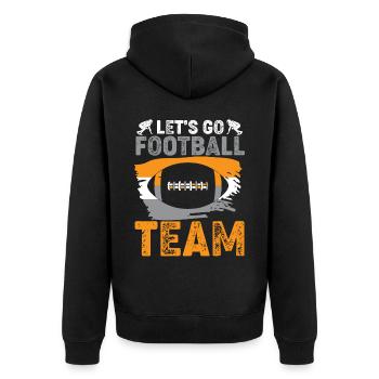 Fußball Let's Go Fußballmannschaft Let's Go - Unisex Premium Bio Zip Hoodie - Schwarz - Hinten - Nico (187cm)