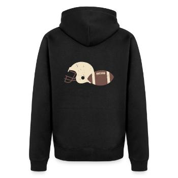 Fußball Kopfbedeckung Fußball Ballbedeckung - Unisex Premium Bio Zip Hoodie - Schwarz - Hinten - Nico (187cm)