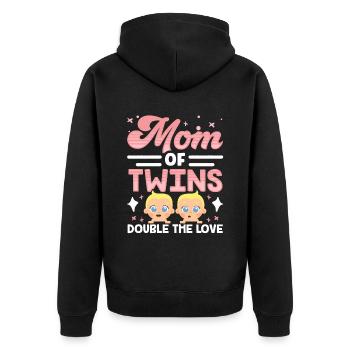 Mutter Von Zwillingen Doppelte Liebe Zwilling - Unisex Premium Bio Zip Hoodie - Schwarz - Hinten - Nico (187cm)