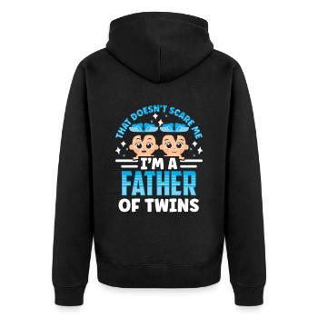 Macht Mir Keine Angst Bin Ein Vater Von Zwillingen - Unisex Premium Bio Zip Hoodie - Schwarz - Hinten - Nico (187cm)